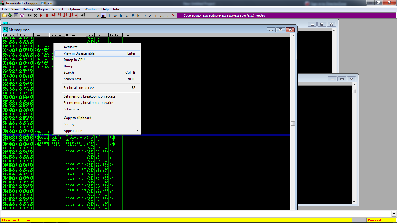 Open the code for the interesting module in the disassembler